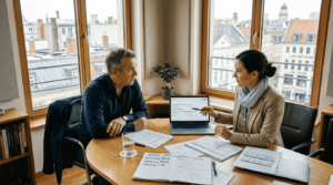 Im Gespräch: Hoteldirektor und Beraterin tauschen sich über den Einsatz von Künstlicher Intelligenz aus