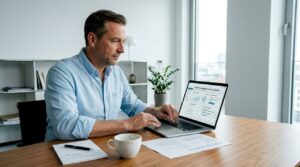 Hoteldirektor prüft Auswertungen der Künstlichen Intelligenz